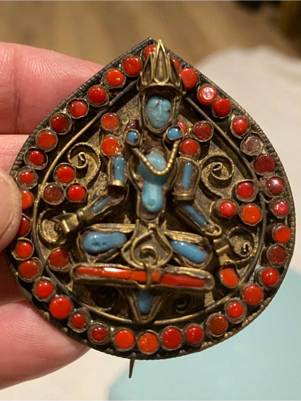 Vintage Unique Meditating Figure Pin